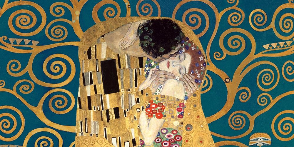 The Kiss, detail (Blue variation) art print by Gustav Klimt for $57.95 CAD