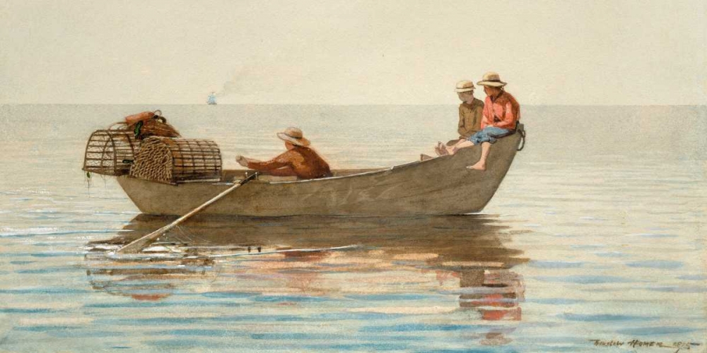 Three Boys in a Dory with Lobster Pots art print by Winslow Homer for $57.95 CAD