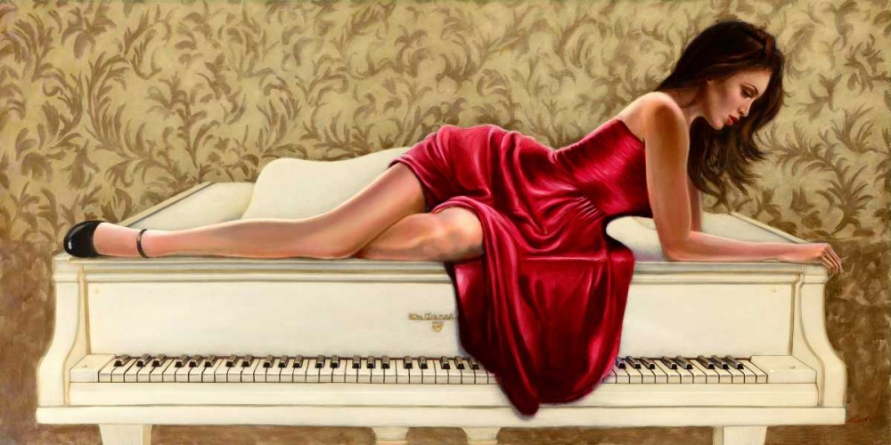 Woman in red art print by John Silver for $57.95 CAD