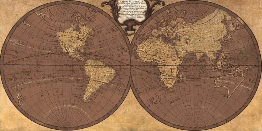 Gilded World Hemispheres II art print by Joannoo for $57.95 CAD