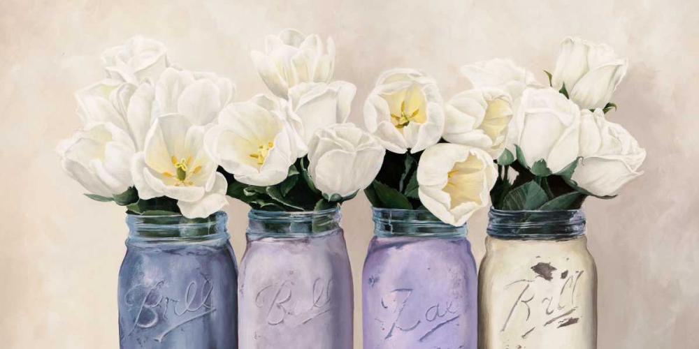 Tulips in Mason Jars- detail art print by Jenny Thomlinson for $57.95 CAD