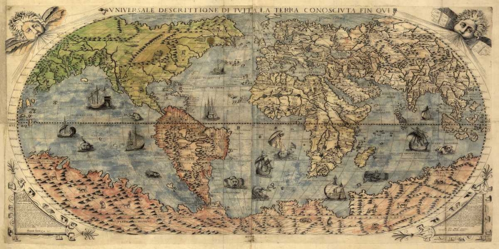 Universale descrittione di tutta la terra 1565 art print by Paolo Forlani for $57.95 CAD