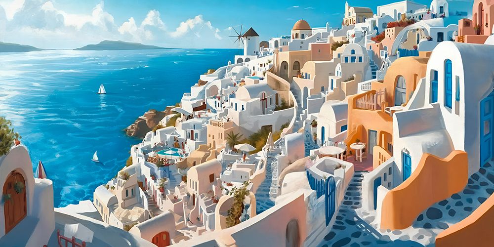 Santorini art print by Sanchez for $57.95 CAD