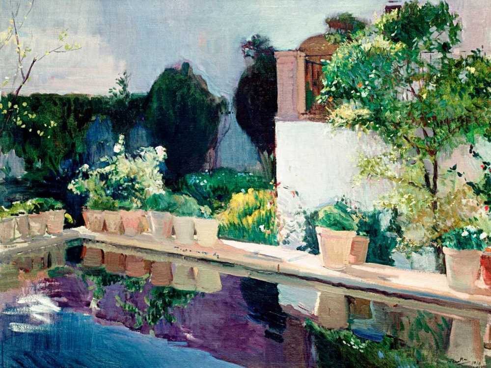 Palace of Pond, Royal Gardens in Seville art print by Joaquin Sorolla y Bastida for $57.95 CAD
