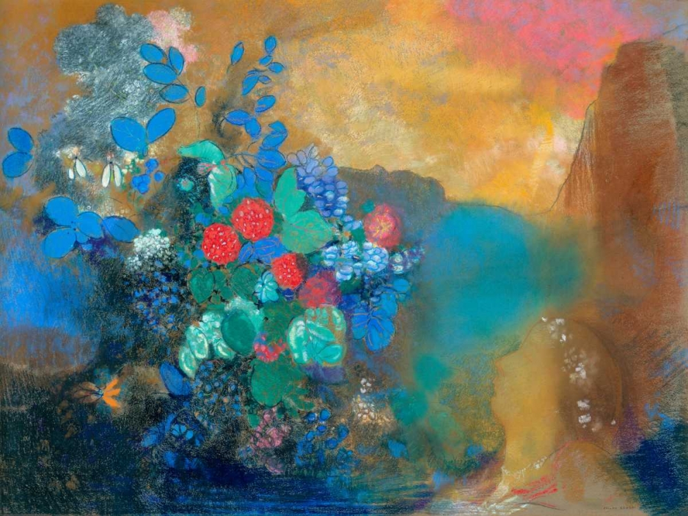 Ophelia among the flowers art print by Odilon Redon for $57.95 CAD