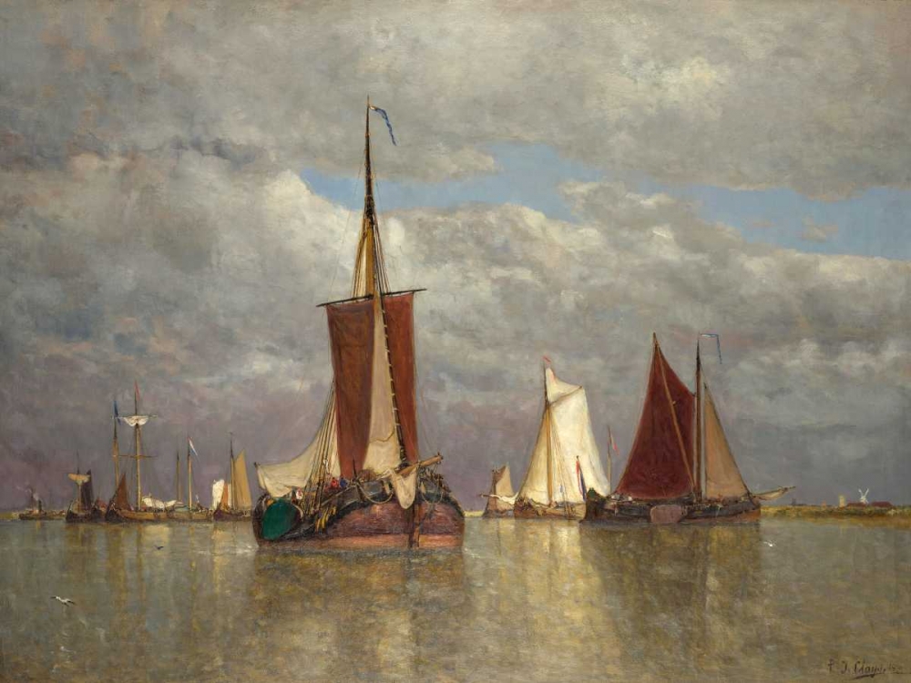 Ships lying near Dordrecht art print by Paul Jean Clays for $57.95 CAD