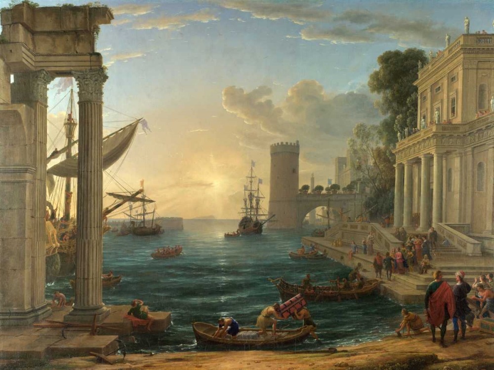 Seaport with the embarkation of the Queen of Sheba art print by Claude Gellee for $57.95 CAD