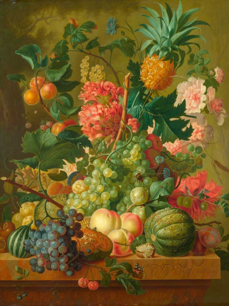 Fruit and Flowers art print by Paulus Theodorus van Brussel for $57.95 CAD