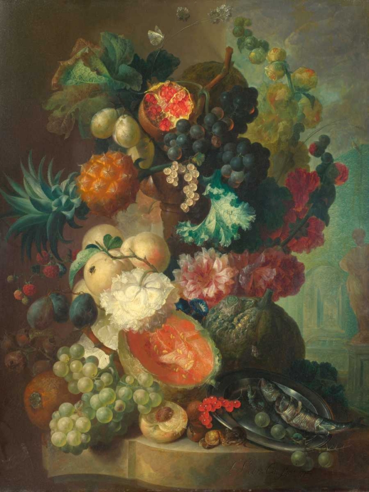 Fruit, flowers and a fish art print by Jan Van Os for $57.95 CAD
