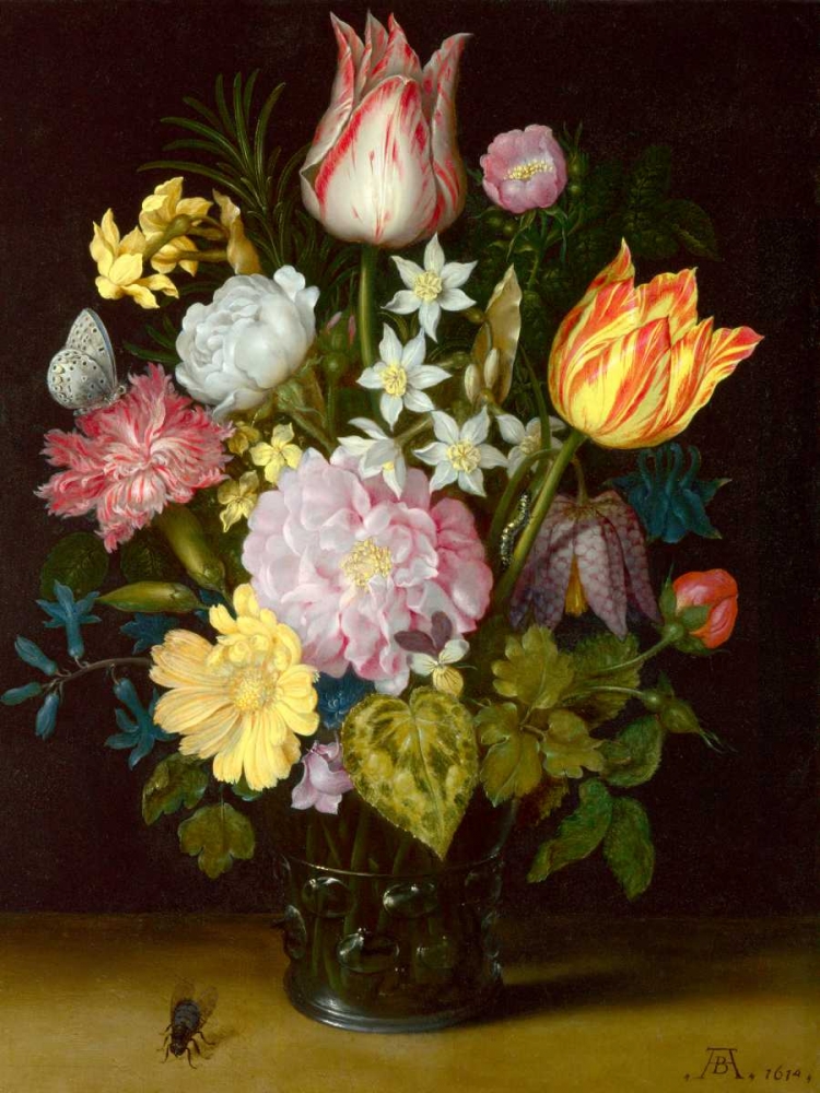 Flowers in a glass vase art print by Ambrosius Bosschaert the Elder for $57.95 CAD