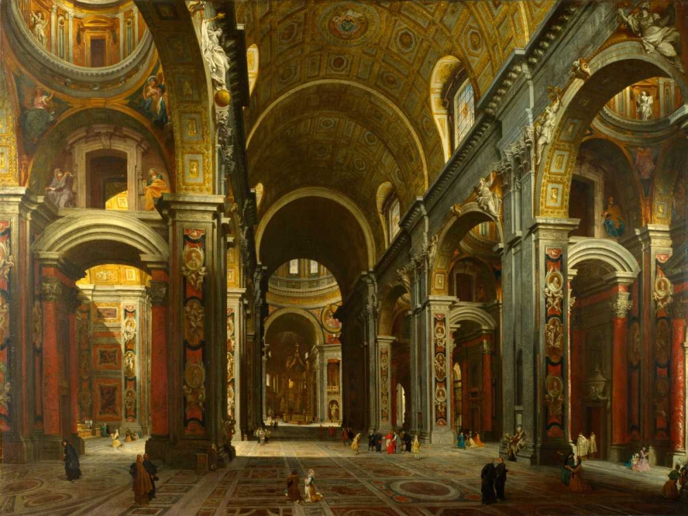 The interior of St Peters, Rome art print by Giovanni Paolo Panini for $57.95 CAD