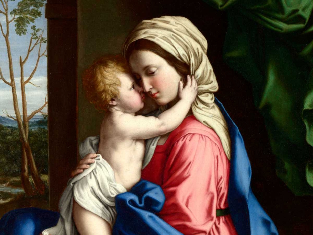 The Virgin and Child embracing (detail) art print by Sassoferrato for $57.95 CAD