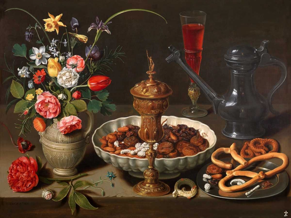 Still Life of Flowers and Dried Fruit art print by Clara Peeters for $57.95 CAD