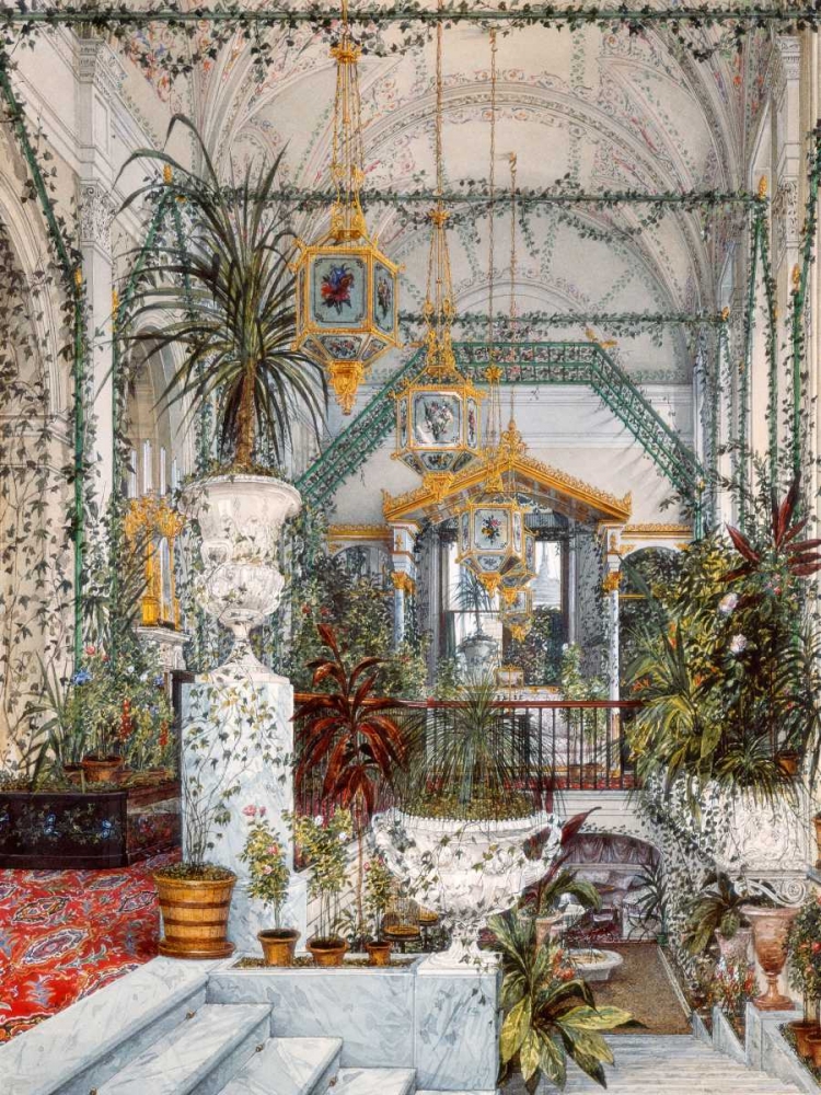 Interiors of the Winter Palace: the Winter Garden art print by Konstantin Andreyevich Ukhtomsky for $57.95 CAD