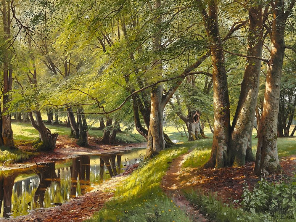 A summer day in the forest art print by Peder Mork Monsted for $57.95 CAD