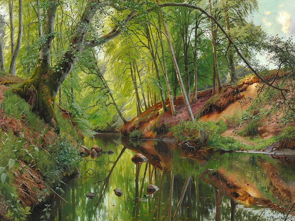 A stream in the forest art print by Peder Mork Monsted for $57.95 CAD