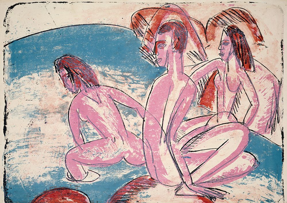 Three Bathers by Stones art print by Ernst Ludwig Kirchner for $57.95 CAD