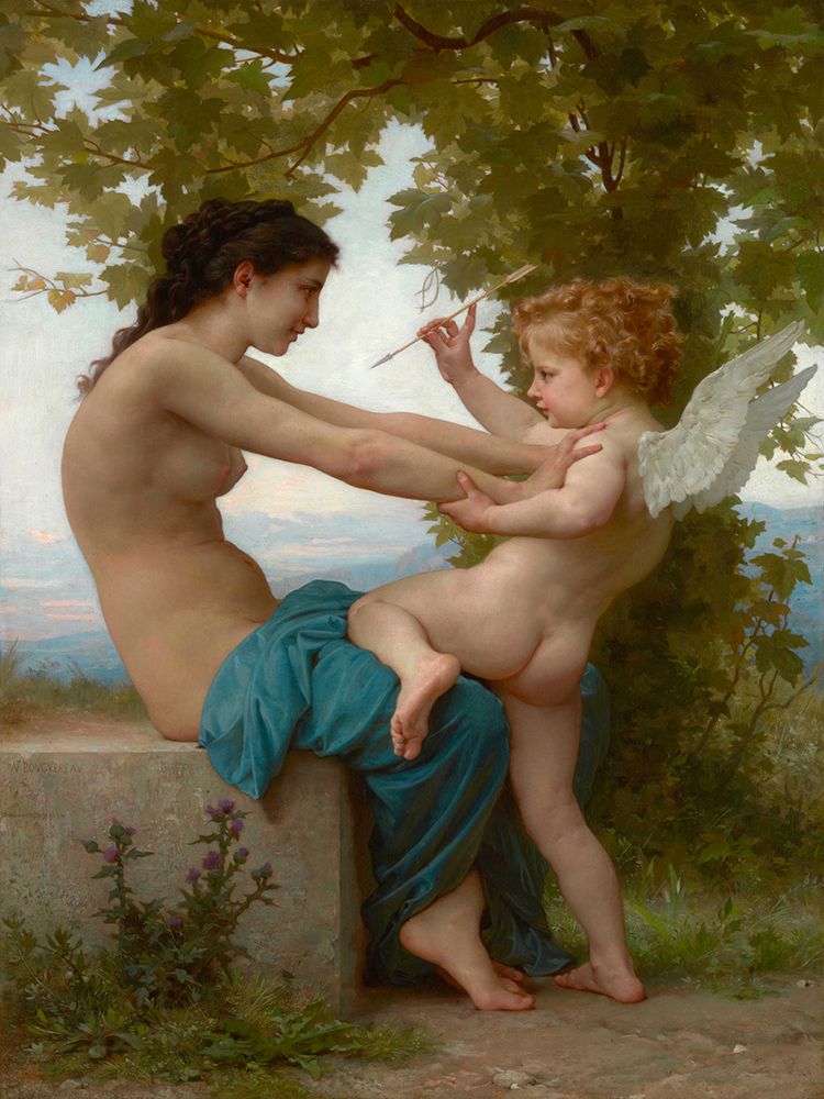 A Young Girl Defending Herself against Eros art print by William-Adolphe Bouguereau for $57.95 CAD