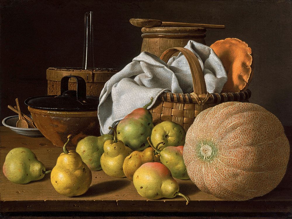 Still Life with Melon and Pears, c. 1772 art print by Luis Egidio Melendez for $57.95 CAD