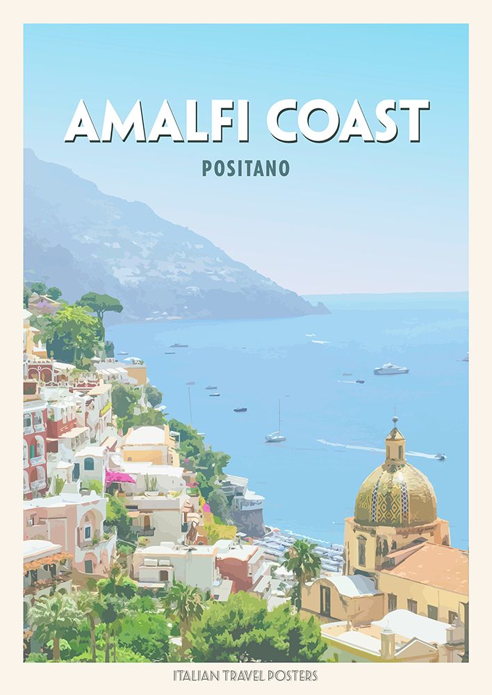 Amalfi Coast: Positano art print by Atelier Deco for $57.95 CAD