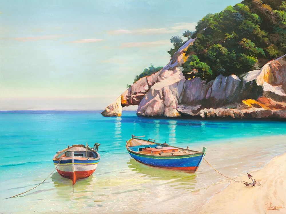 Barche nella caletta- Sardegna art print by Adriano Galasso for $57.95 CAD