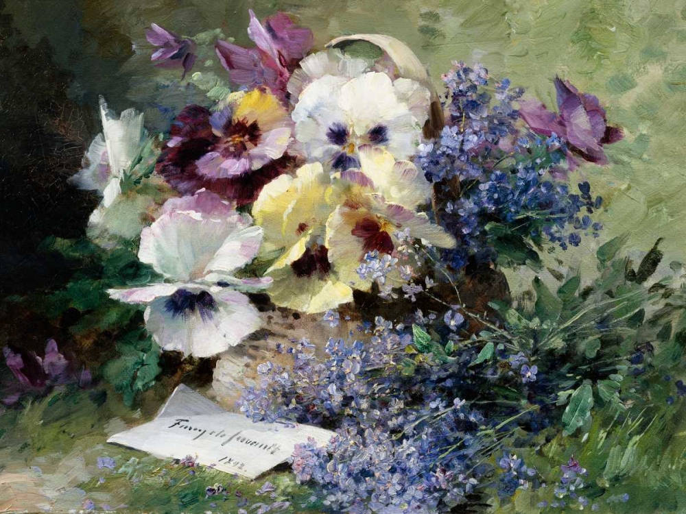 Pansies and Forget Me Not art print by Albert-Tibulle Furcy de Lavault for $57.95 CAD