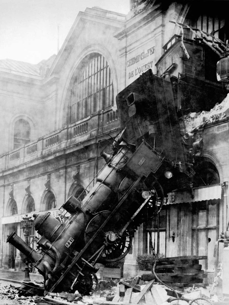Train wreck at Montparnasse, Paris, 1895 art print by Anonymous for $57.95 CAD