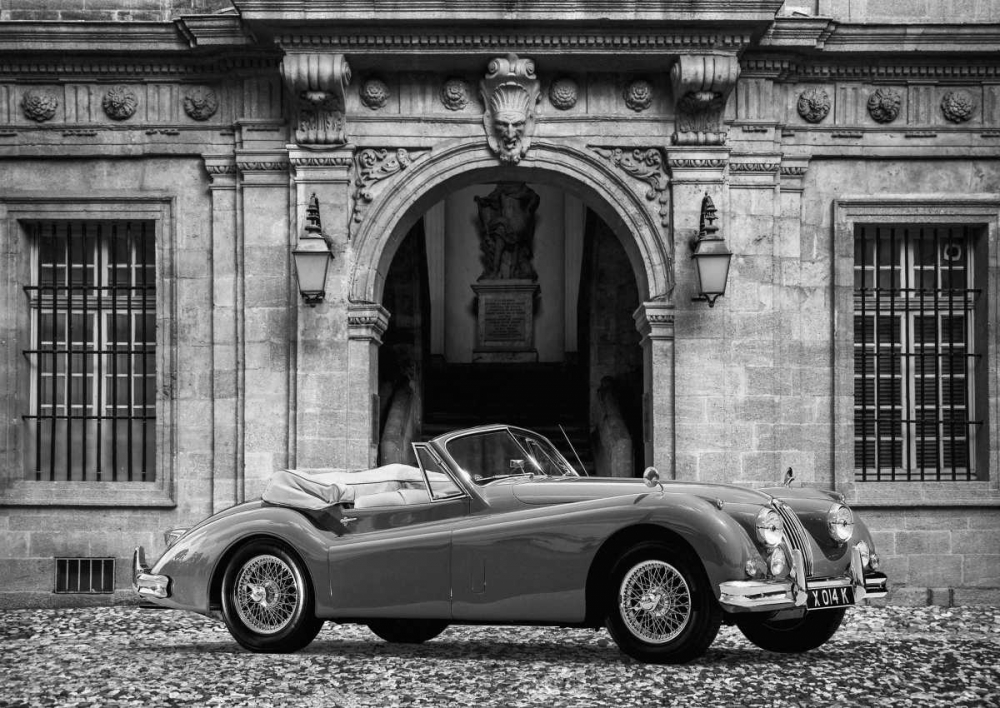 Luxury Car in front of Classic Palace (BW) art print by Gasoline Images for $57.95 CAD