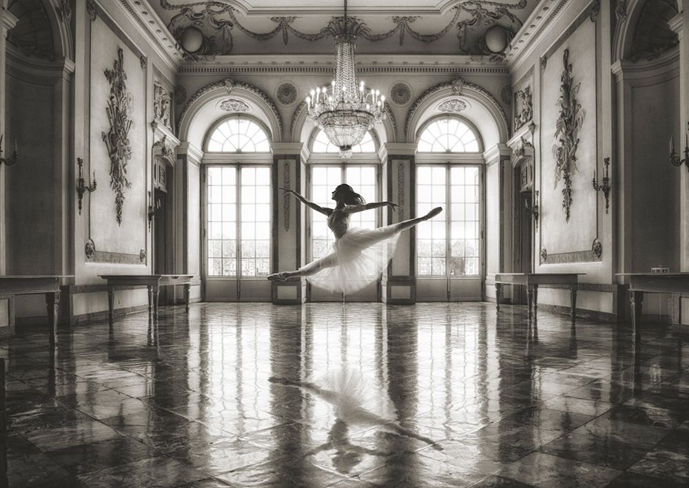 Ballerina in a palace hall art print by Julian Lauren for $57.95 CAD