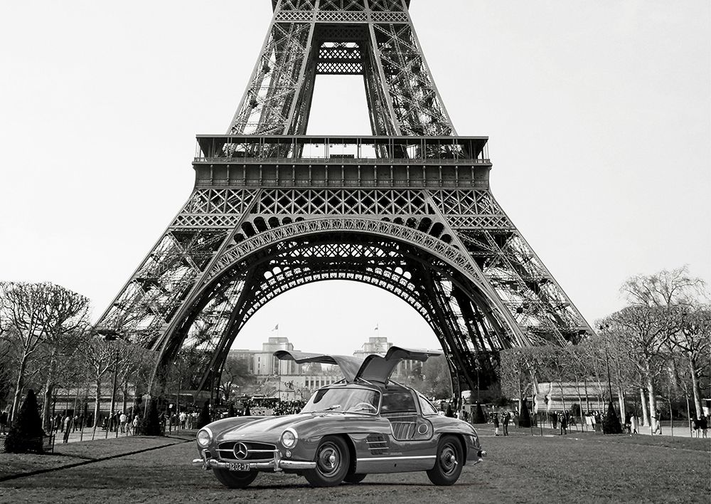 Roadster under the Eiffel Tower - BW art print by Gasoline Images for $57.95 CAD