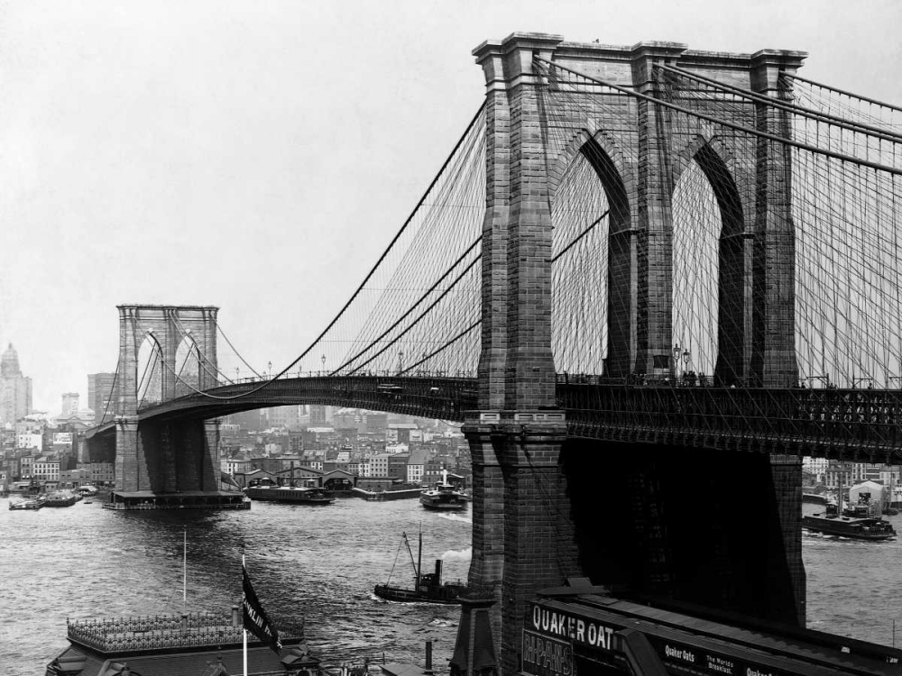 Brooklyn Bridge New York 1900 art print by A. Loeffler for $57.95 CAD