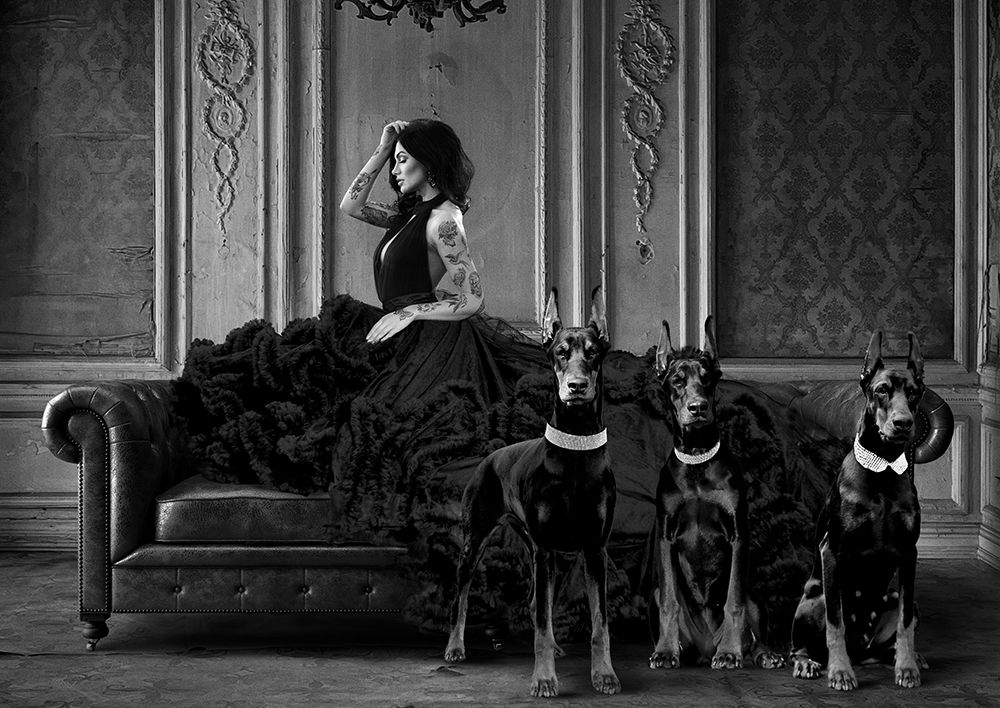Dark Lady and her Pets art print by Julian Lauren for $57.95 CAD