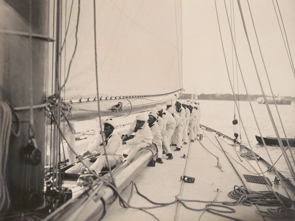 Crew on the yacht Reliance,  Americas Cup, 1903 art print by Anonymous for $57.95 CAD