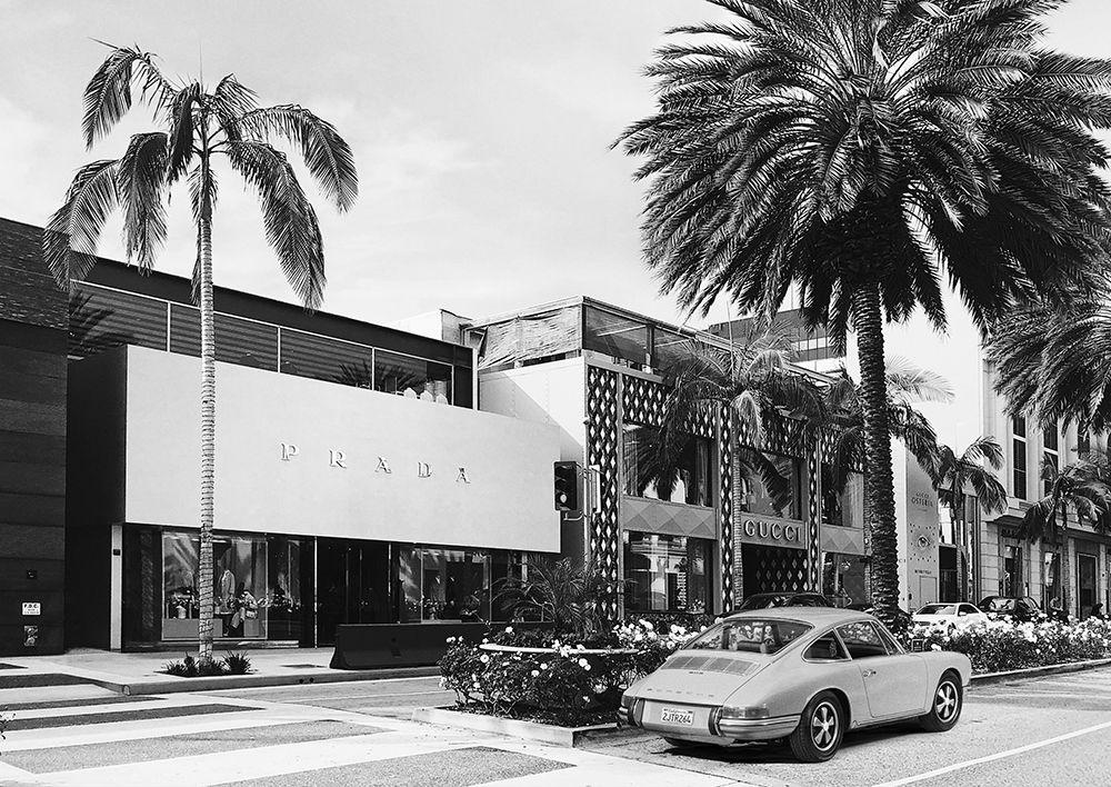 Rodeo Drive, Beverly Hills, California (BW) art print by Julian Lauren for $57.95 CAD