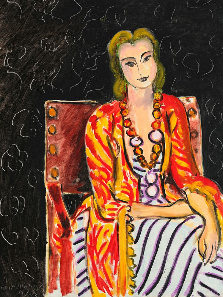 Woman Seated before a Black Background, 1942 art print by Henri Matisse for $57.95 CAD