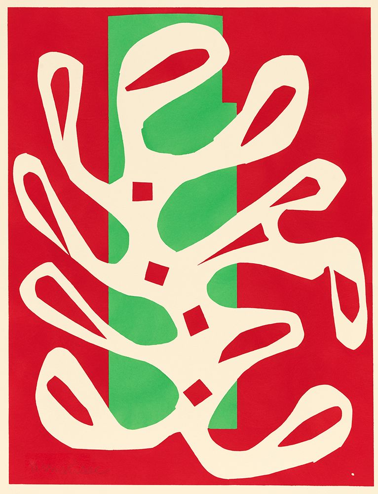 Algue blanche sur fond rouge et vert, 1947 art print by Henri Matisse for $57.95 CAD