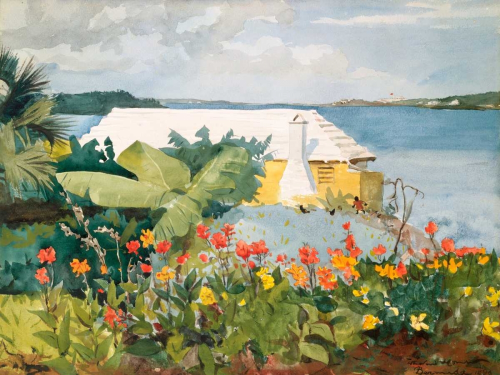 Flower Garden and Bungalow, Bermuda art print by Winslow Homer for $57.95 CAD