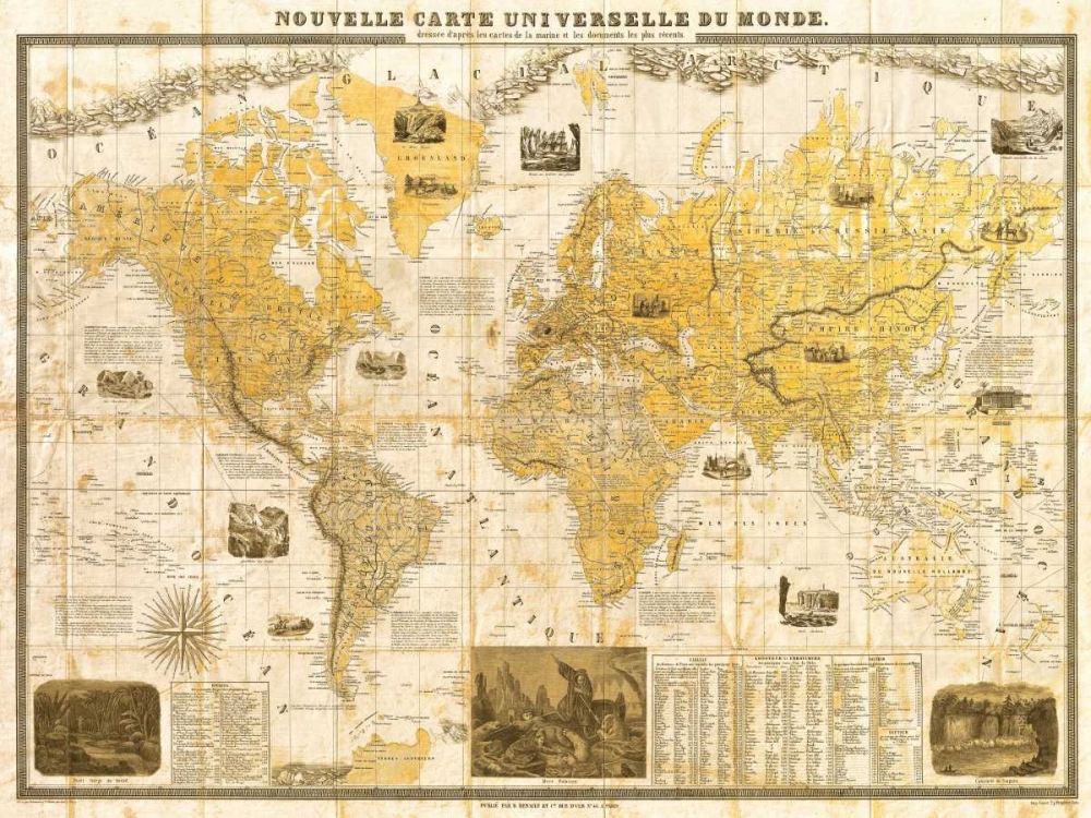 Gilded 1859 Map of the World art print by Joannoo for $57.95 CAD
