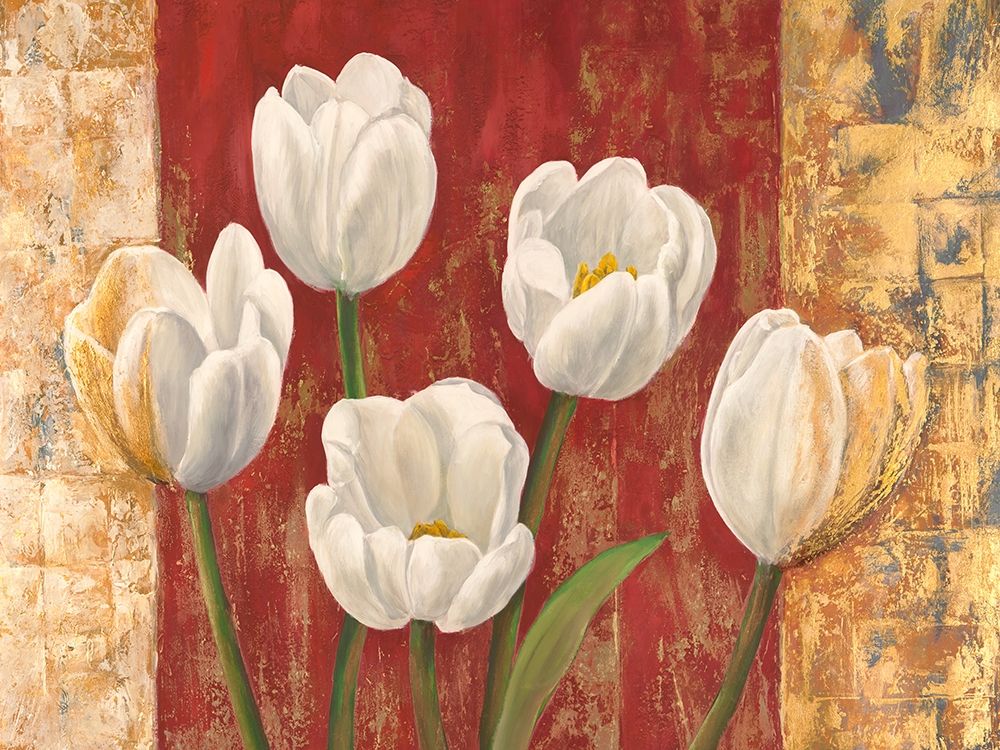 Tulips on Royal Red art print by Jenny Thomlinson for $57.95 CAD