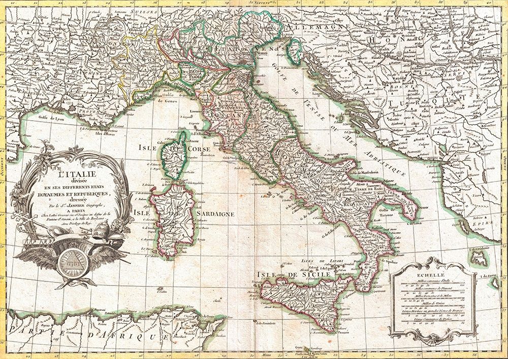 Map of Italy, 1770 art print by Janvier Robert for $57.95 CAD