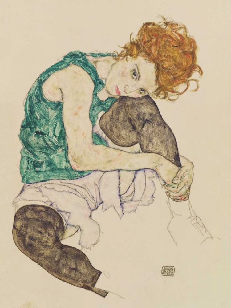 Seated Woman with Bent Knee  art print by Egon Schiele for $57.95 CAD