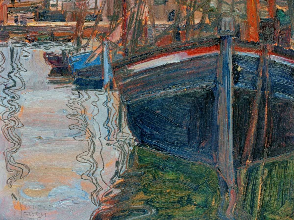 Boats mirrored in the Water art print by Egon Schiele for $57.95 CAD