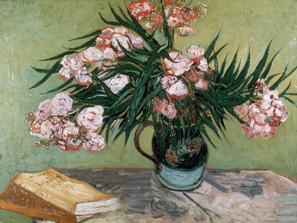  Vase with Oleanders and Books art print by Vincent van Gogh for $57.95 CAD