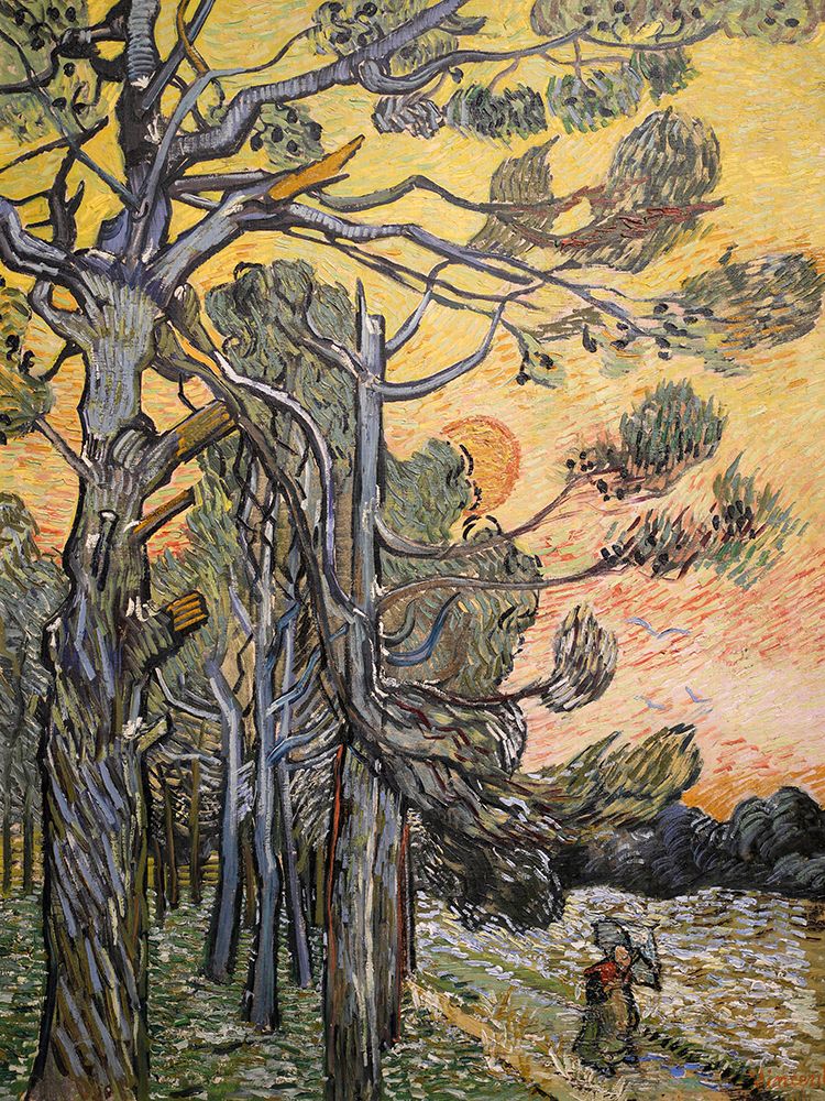 Pine Trees at Sunset art print by Vincent van Gogh for $57.95 CAD