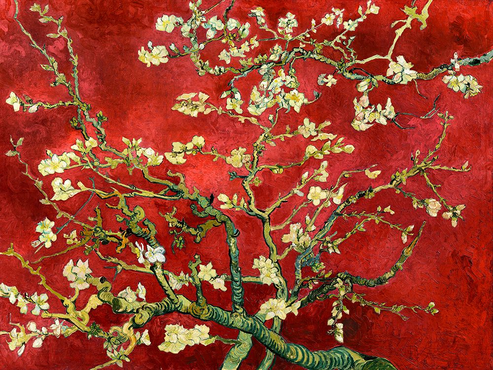 Van Gogh Deco ΓÇô Mandorlo in fiore (red variation) art print by Vincent van Gogh for $57.95 CAD