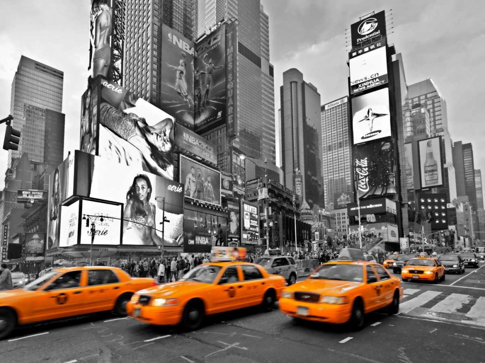Taxis in Times Square NYC art print by Vadim Ratsenskiy for $57.95 CAD