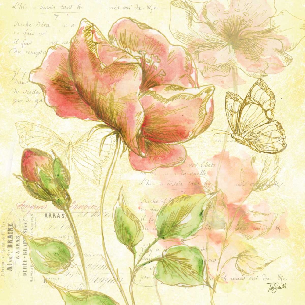Watercolor Flower Sketch Blush I art print by Tre Sorelle Studios for $57.95 CAD
