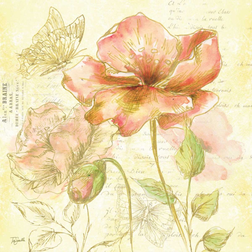 Watercolor Flower Sketch Blush II art print by Tre Sorelle Studios for $57.95 CAD