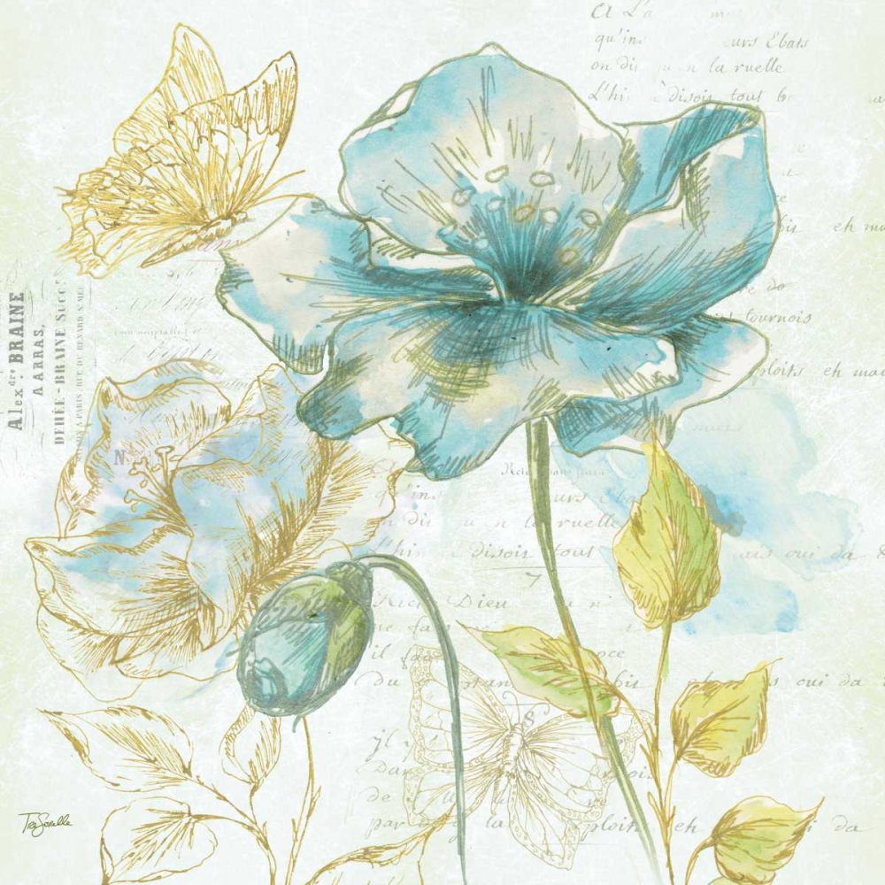 Watercolor Flower Sketch Blue II art print by Tre Sorelle Studios for $57.95 CAD