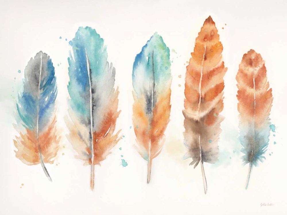Watercolor Feathers Landscape art print by Cynthia Coulter for $57.95 CAD